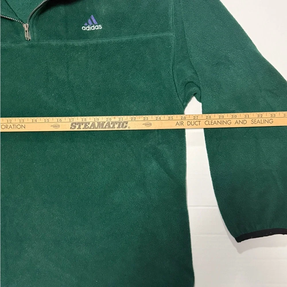 Vintage Adidas Pullover Men 2XL 1/4 Zip Fleece Green with Purple Logo 90s 0130A4